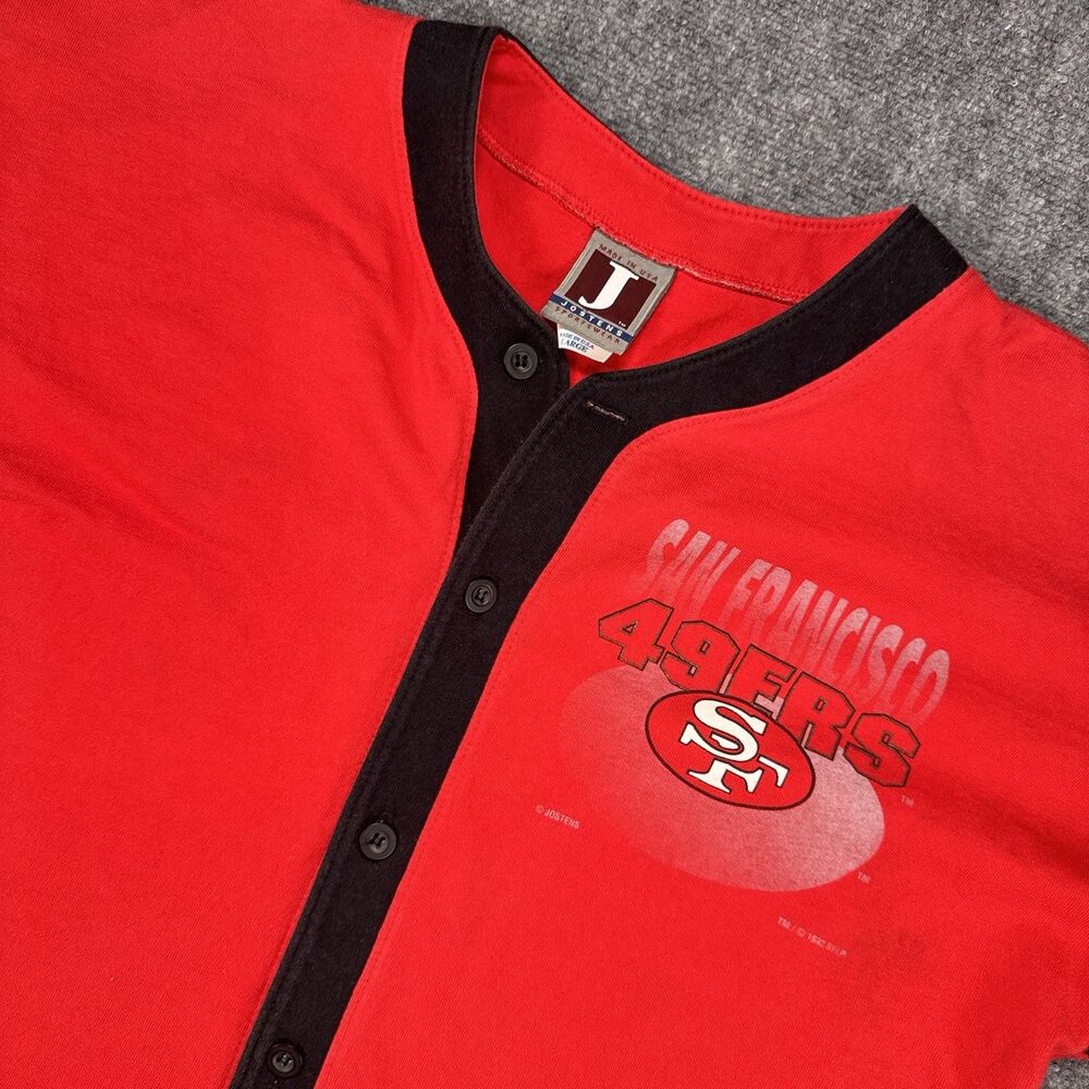 Vintage Jostens San Francisco 49ers Jersey Mens Large NFL Baseball Style Red USA